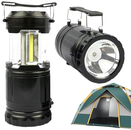 Lanterne de camping à DEL portable, pliable et alimentée par piles, lampe d'urgence, lanterne prête à la tempête, design prêt à voyager, résistante intempéries, 20 x 8,5 cm, pour activités de