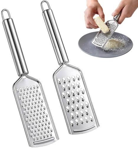 2 PCS Stainless Steel Cheese Grater Kitchen Graters Graters for Kitchen Fine Grater with Handle Stainless Steel Blade for Chocolate, Cheese, Carrot, Coconut, Nuts,Ginger