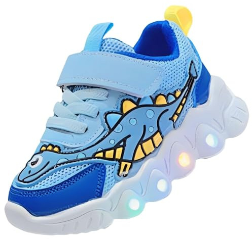 Jasmeko Scarpe Bambino Luminose con Luci, Scarpe Ginnastica per Bimbo Sneaker Sportiva Corsa Atletica (E-Blue,25)