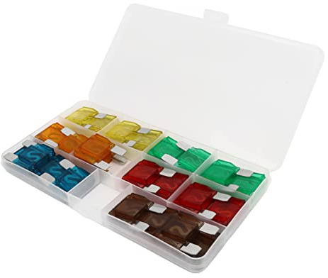 Kit surtido de fusibles para automóviles Fusibles para automóviles de aleación de zinc premium con caja de almacenamiento para automóviles, camiones, barcos, SUV, 24 piezas 20 A,