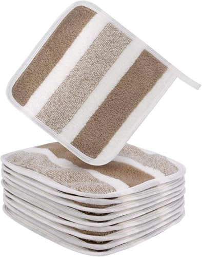 10 Pack Microfiber Makeup Remover Cloth Ultra Soft Face Cloth Reusable Magic Face Pads for Women 20x20cm Face Wash Cloths Brown