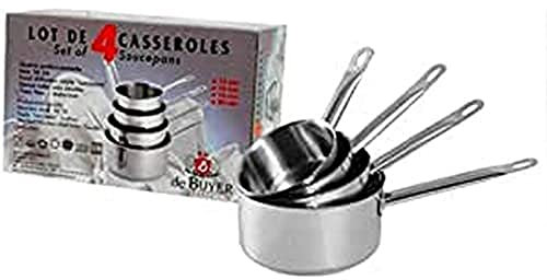 De Buyer 3468.08 - Set di 4 casseruole in Acciaio Inox con Fondo Multistrato, Diametro 14/16/18/20 cm