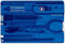 Victorinox Swiss Card, Swiss Made Pocket Tool, Credit Card Size, 10 Functions, Pen, Scissors, Blue Transparent