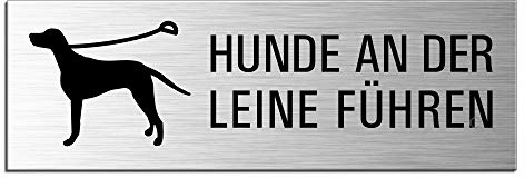 Schild Hunde an der Leine führen Türschild 240 x 80 mm Aluminium selbstklebend Nr.25075-S