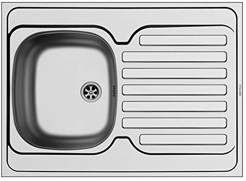 Pyramis International 100111602 Évier à encastrer en acier inoxydable lisse 1B 1D 80 x 60 cm