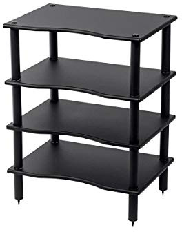 Monolith 4 Tier Shelf Audio Stand - Open Air Storage, Modular Design, Sturdy, Compatible with Bose, Polk, Sony, Yamaha, Pioneer and Others, Black