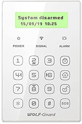 Wolf-Guard Teclado inalámbrico JP-08 de 433 MHz, con mando a distancia con contraseña, botón SOS para sistema de seguridad de alarma doméstica (14 x 11 cm)