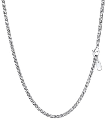 PROSTEEL Weizenkette Herren Halskette Edelstahl Kette Damen Gliederkette Edelstahlkette Schmuck Männer Kette 46 bis 76cm lang auswählbar, 2/3/6/9mm breit, in Silber/Schwarz/Gold