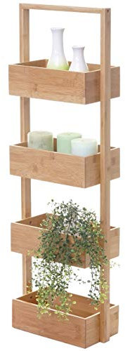 Mendler Regal HWC-B78, Standregal Badregal Ablageregal Wohnregal mit 4 Körben, Bambus 88x28x15cm