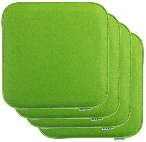 Brandsseller 4er Set Sitzkissen aus Filz 35x35x2 cm – Robuste Stuhlauflagen für innen und außen, eckiges Sitzpolster, strapazierfähiges Kissen für Stühle - Grün