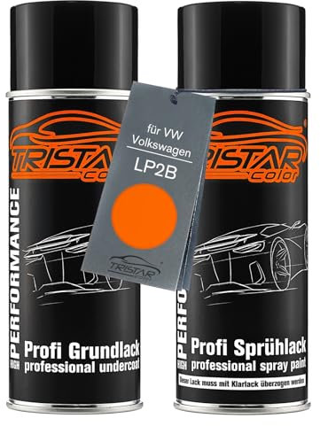 TRISTARcolor Autolack Spraydosen Set für VW/Volkswagen LP2B Orange Grundlack Basislack Sprühdose 400ml