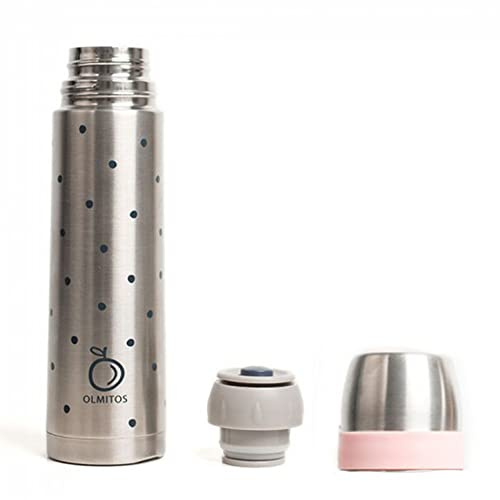 Olmitos Termo Para Liquidos Dots Rosa De Olmitos- Apto Para Bebidas Calientes Y Frías- Cierre Hermético- Sistema De Apertura Presionando Un Botón, color Rosa, 500 ml