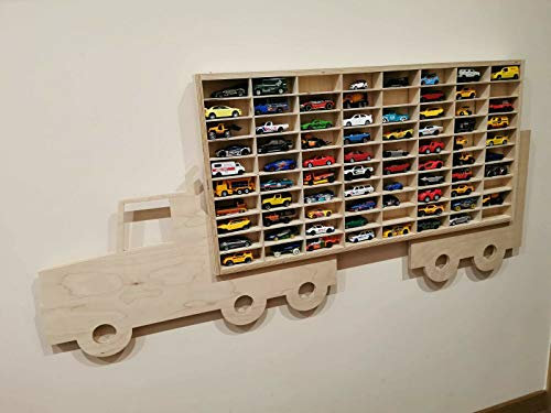 WoMa Kreativ Vitrine f mit 80 Fächern Setzkasten Hängevitrine für Modellautos Organizer Sammler für kleine Autos Spielzeug Aufbewahrung Hobby Wandregal Auto