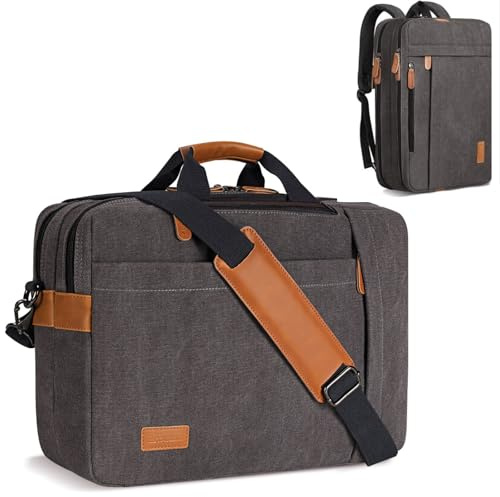 Estarer Laptop Messenger Bag 17 Inch Mens Convertible Satchel Briefcase Rucksack for Work Business