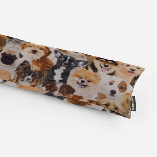 SCHÖNER LEBEN. Zugluftstopper Digitaldr. Hunde Welpen braun weiß schwa, Auswahl:110cm Länge