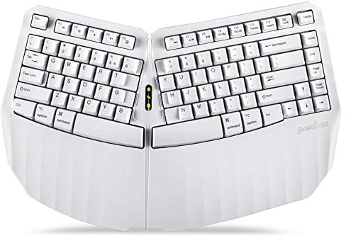 Perixx PERIBOARD-613W Mini Clavier Ergonomique Split sans Fil avec Double 2,4 G et Mode Bluetooth - Compatible avec Windows 10 et Mac OS X - Blanc - Anglais américain