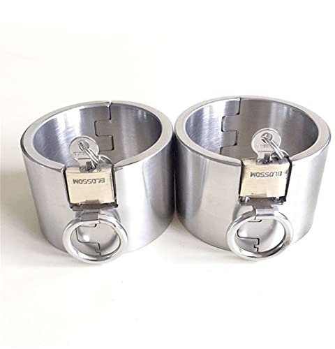 1 Paar Restraint Fetisch Metall Sex Handschellen mit Vorhängeschloss, SM Bondage Fesseln Handgelenk Übergewicht Stahl Handcuffs Slave Folter Erotik Sexspiel für Paare,Male Oval