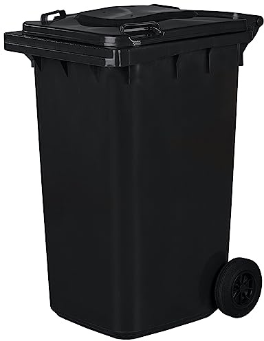 Rullförvaring med gummihjul 240 liter svart