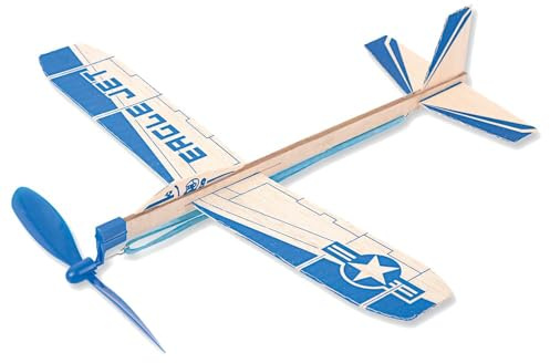 matches21 HOME & HOBBY Flieger Gleiter DIY Holz Bastelset für Kinder ab 8 Jahren mit Gummimotor