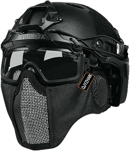 Airsoft Fast Helmets Masque en maille pour demi-visage et protection tactique anti-buée 2 modes de jeu Halloween CS