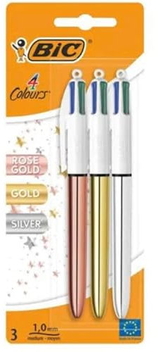 Bic 4 Colour Shine Kugelschreiber haben einen eleganten, modernen und metallischen Look in Roségold, Silber oder Gold. (964774)