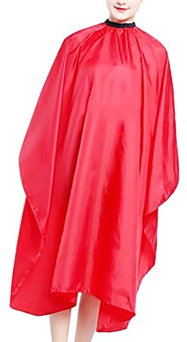 FILFEEL Friseurumhang, Wasserdichter Unisex Haarfärbeumhang, Haarschneideumhang, Verstellbar für Salon Barber Styling (rot), 140 X 120 Cm