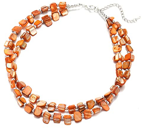 Bulinlin Boho Bunte Perlenkette Damen Muschelkette Strand Sommer Verstellbar Bohemian Choker Halsketten FüR Frauen Und MäDchen