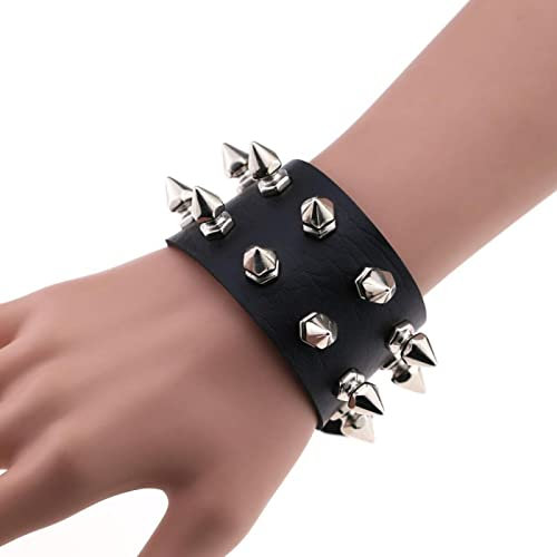 Bysonglezai Armbänder Damen Armband Frauen Geschenk Mädchen Cosplay Männer Schwarz Leder Nietenarmband Punk Armband Goth Manschette Armband Gothic Niet Schnalle Armbänder Für Frauen Gopunk-26