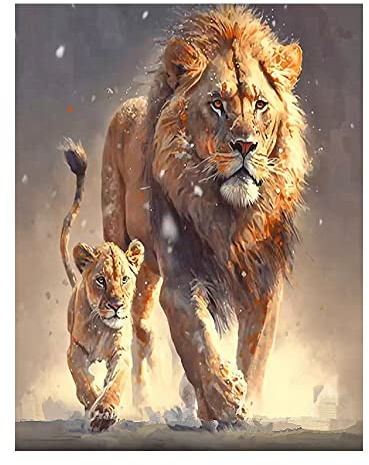 DCIDBEI Diamond Painting Löwe Löwen Tiere 40x50cm | Diamond Painting Eckige Steine Quadratische Steine Mosaik Kleiner Löwe Malen nach Zahlen Löwen und Löwin Motiv