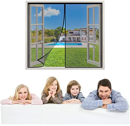 𝟐𝟎𝟐𝟑 𝐍𝐞𝐮𝐞 Insektenschutz Rollo FüR Fenster 85x60cm Schwarz Insektenschutz Balkontür Magnet Fliegenvorhang Ohne Bohren für Wohnzimmer und Schiebetür