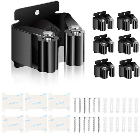 VMUTGA Besenhalterung Wand 6 Stück, Gerätehalter Besenhalter inkl Montagematerial, Gartengerätehalter Wandhalterung für Wischmopp, Besen, Schaufel, Werkzeuge