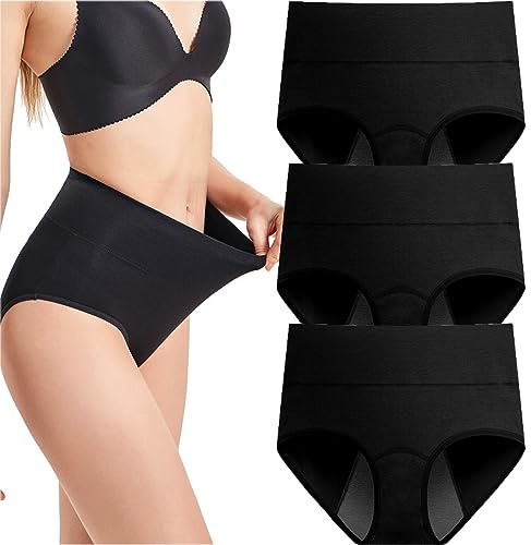 Lot 3 Culottes Menstruelles Flux Abondant en Coton, Culotte Menstruelle Taille Haute Absorbante, sous Vetement Écologique 3 Couches Anti-Fuite pour Regle