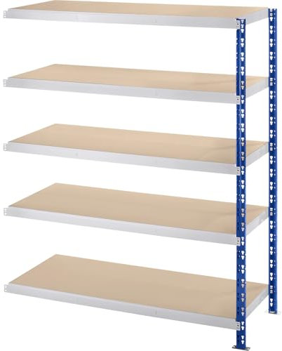 eurokraft | Großfach-Steckregal | T 600 mm | mit Spanplattenböden | Anbauregal | HxB 1820 x 1525 mm