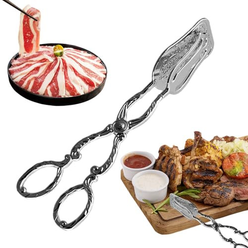 Anloximt Pinza Buffet - Pinza da Servizio Retro - Pinza Insalata in Metallo - Pinza Forchetta E Cucchiaio - Pinza Forbici Cucina | per Grigliare, Cucinare, Servire Barbecue, Buffet, Torta di Ghiaccio