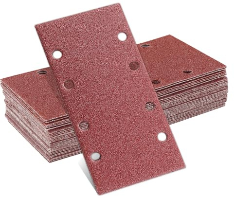 MOLENCO Schleifpapier Klett 93x185mm, Schleifpapier für Schwingschleifer | 35 Stück Schleifblatt Set, Körnung 40/60/80/120/240, Rechteckiges Schleifpad mit Klettverschluss für Holz Metall, 8 Loch