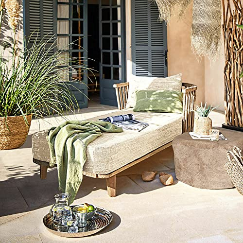 Loberon Chaiselongue Bellville, Nostalgischer Charme, Charakterstarke Maserung, Gartenmöbel, Sitz-/Liegemöbel, Outdoor, Teakholz, Rattan, Baumwolle, braun