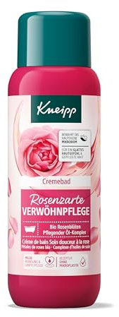 Kneipp Cremebad Rosenzarte Verwöhnpflege - Badezusatz mit hochwertigem Extrakt aus Bio Rosenblüten und einem pflegendem Öl-Komplex - Schenkt ein glattes Hautgefühl und pflegt die Haut - 400ml