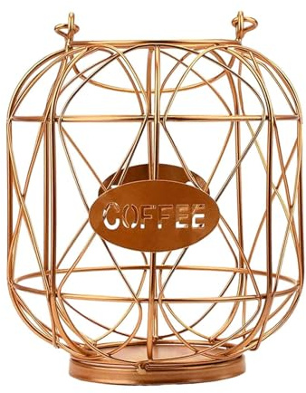 JISADER Coffee Pod Holder, Coffee Pod Organizer Basket, Container for Countertop, Rose Gold