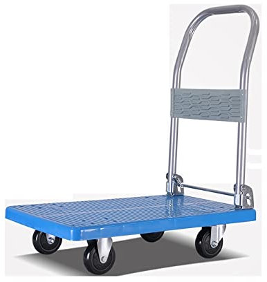 Flachbett-Handwagen Plattformwagen, verdickter Handwagen mit 360-Grad-Schwenkrädern und klappbarem Griff, geräuschlos for Einkaufsgepäck, Transportwagen Schwerlast-Flachbettwagen ( Size : 72*46-330lb
