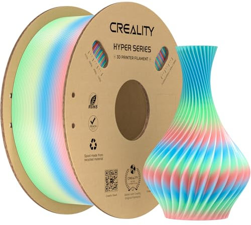 Creality Rainbow PLA für 3D-Drucker, 3D-Drucker-Filament für hohe Geschwindigkeiten von 300 mm/s, Regenbogen-PLA mit kurzem Farbverlauf