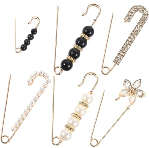 DEARMAMY Lot de 6 Épingles de Sécurité pour Femmes en Alliage de Zinc avec Perles Imitation et Pierres Décoratives, Accessoires de Couture Polyvalents et Faciles à Utiliser pour Vêtements