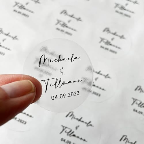 100 Stück benutzerdefinierte runde transparente Hochzeitsaufkleber, Gast, Geschenkaufkleber, Einladung, Dankeskarte, Umschlag, Etikettenaufkleber für Gläser und Tassen
