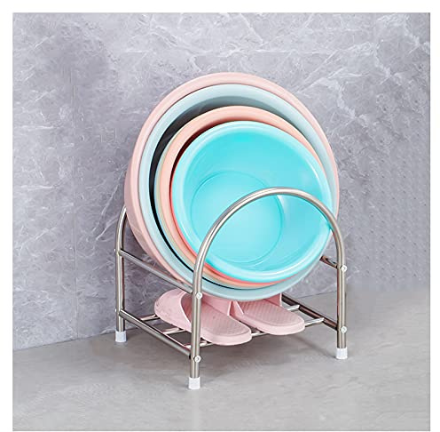 Floating Shelves for Wall Bathroom Storage Shelves,Washbasin 2 Layer Stand Stainless Steel Floor Basin Storage Rack Toilet Toilet Place Basin Stand Bathtub Shelf Floating Shelves (Color : Gr