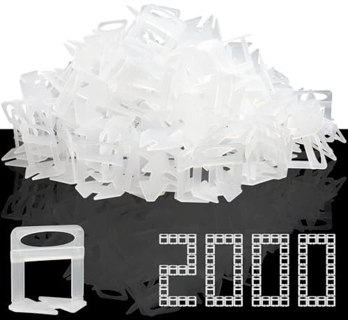 SDLDEER Sistema de nivelación de azulejos, 2000 pestañas de tracción de 1,5 mm, ayuda para nivelar azulejos, ayuda para colocación de azulejos para bricolaje y profesionales (1,5 mm, 2000 pestañas)