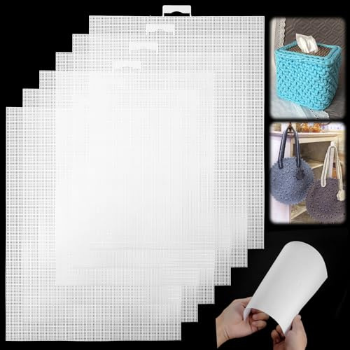 6 Stück Plastic Canvas Sheets Kreuzstich Stoff Kunststoffgitter 28 * 21cm Kunststoff Mesh Stoff Lochplatte Kunststoff Stoffe zum Sticken Bastel Zubehör für Stickerei, Nähprojekte, Handgemachte Bag