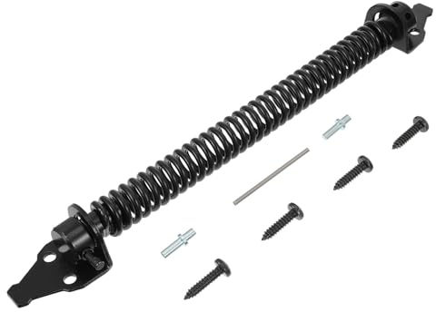 Artibetter Bisagra de Resorte para Puerta de Cerca de Acero Negro Superficie Antióxido y Tensión Ajustable Adecuado para Puertas y Vallado en Patio de Villa