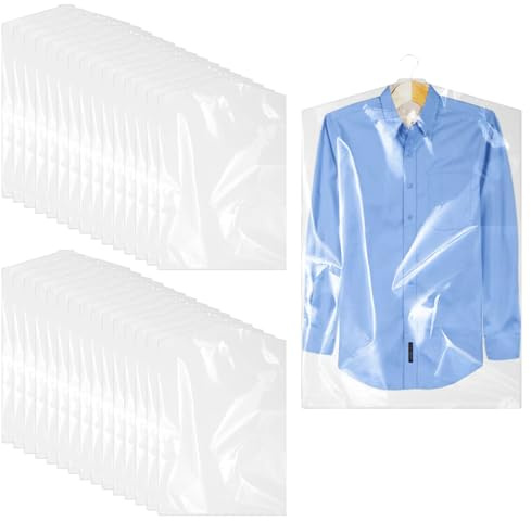 Ysimple 30 Piezas Fundas Ropa Armario, Transparentes Bolsas Para Ropa de Plástico 60x90cm, Colgando Ropa Bolsas para Ropa Reutilizable, Fundas Ropa Antipolvo para Trajes Vestidos Blazers Camisas