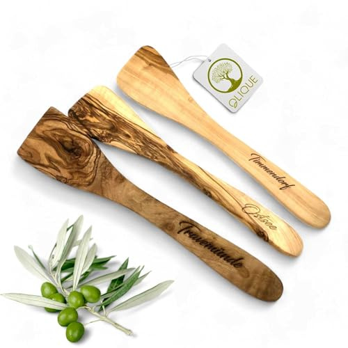Pfannenwender personalisiert, Olivenholz - Handgemachter Bratenwender mit Gravur als individuelles Geschenk