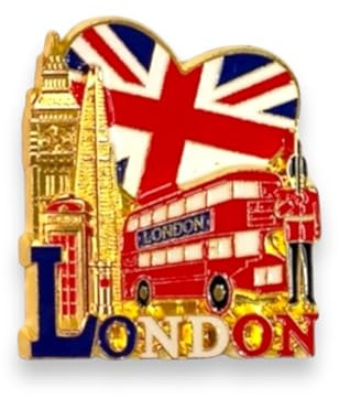 London Souvenirs - Imán de metal para nevera, diseño de la bandera británica de Reino Unido, imán abrebotellas de Londres (1, corazón dorado UJ)