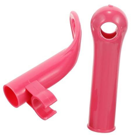 ABOOFAN Broom Handle Grip and Dustpan Rod Handle End Cap Replacement Set, 19mm Plastic Push Broom and Dustpan Pole Accessories, Fruit Red with Hole for Home Cleaning Use